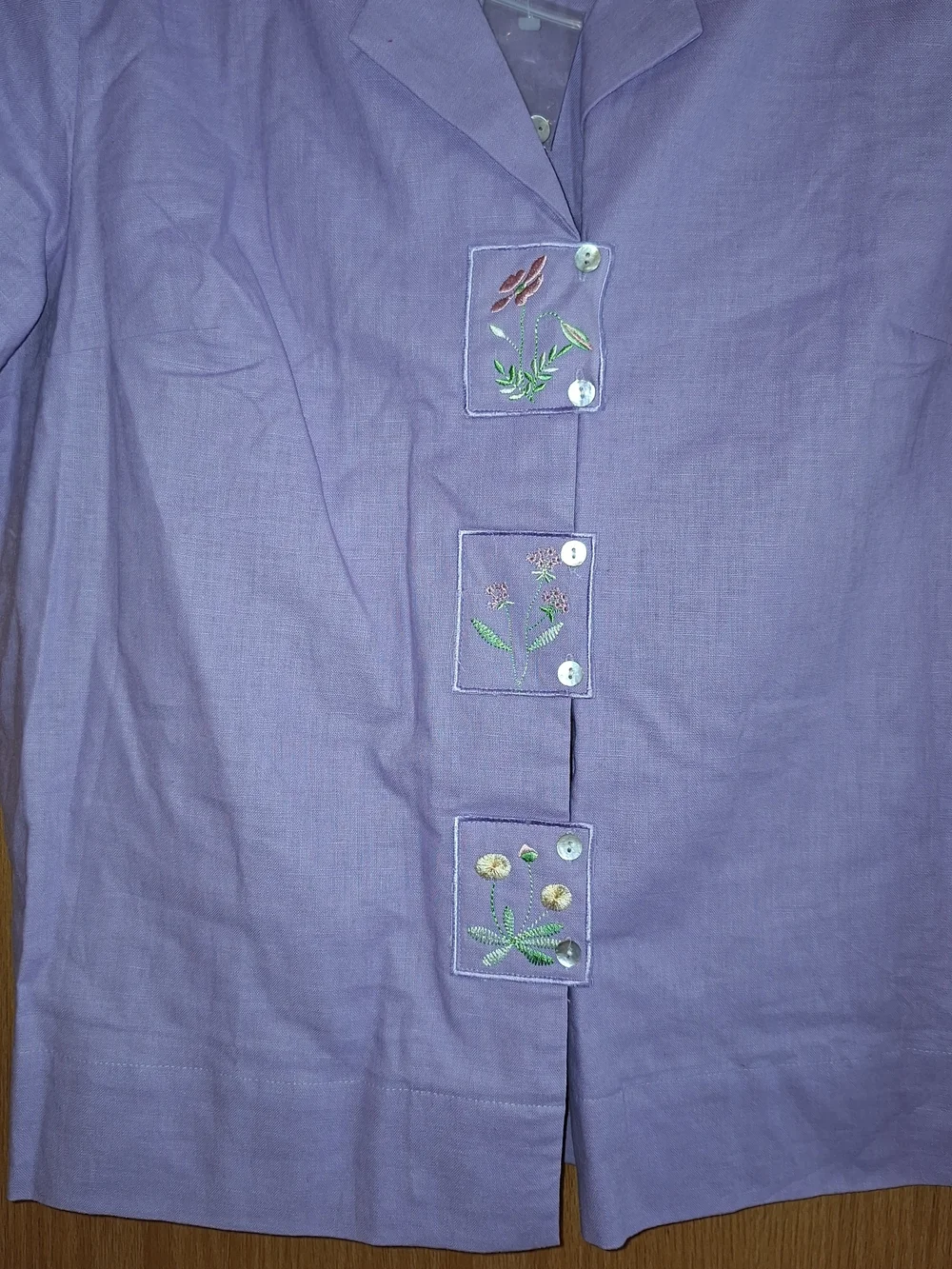 Lilac S/S Button Front Blouse And Matching Short Set